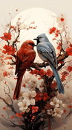 Norimpex Ptačí romance 40 × 30 cm - Diamond Painting