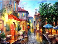 Norimpex Město v dešti 40 × 30 cm - Diamond Painting