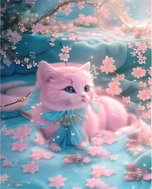 Norimpex Kočička s modrou mašlí 40 × 30 cm - Diamond Painting