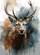 Norimpex Akvarelový jelen 30 × 40 cm - Diamond Painting