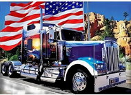 Norimpex Americké auto s vlajkou 30 × 40 cm - Diamond Painting