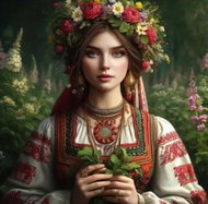 Norimpex Slovanská žena s květinách 30 × 40 cm - Diamond Painting