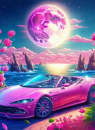 Norimpex Kabriolet v růžovém ráji 30 × 40 cm - Diamond Painting