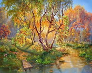 Norimpex Břízy nad potokem 30 × 40 cm - Diamond Painting