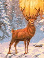 Norimpex Jelen v zasněženém lese 30 × 40 cm - Diamond Painting