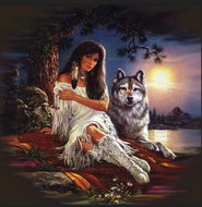 Norimpex Indiánka s vlkem 30 × 40 cm - Diamond Painting