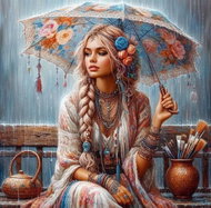 Norimpex Dívka s deštníkem 30 × 40 cm - Diamond Painting