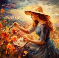 Norimpex Žena v klobouku 30 × 40 cm - Diamond Painting