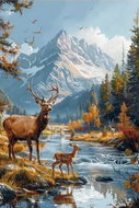 Norimpex Jelen v horách 30 × 40 cm - Diamond Painting