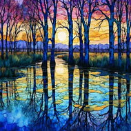 Norimpex Břízy u jezera 30 × 40 cm - Diamond Painting