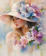 Norimpex Žena s květy 30 × 40 cm - Diamond Painting