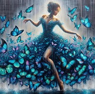 Norimpex Tanečnice s motýli 30 × 40 cm - Diamond Painting