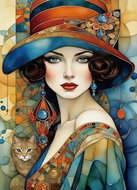 Norimpex Elegantní žena s kočkou 30 × 40 cm - Diamond Painting