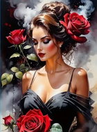 Norimpex Žena s růžemi 30 × 40 cm - Diamond Painting