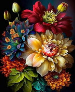 Norimpex Bouquet with peonies 30 × 40 cm - Diamond Painting