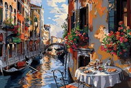Norimpex Snídaně v ulicích Benátek 30 × 40 cm - Diamond Painting