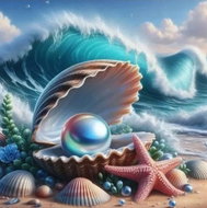 Norimpex Perla v mušli 30 × 40 cm - Diamond Painting