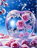 Norimpex Skleněné jablko s růžemi 30 × 40 cm - Diamond Painting