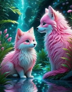 Norimpex Růžové lišky 30 × 40 cm - Diamond Painting