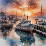 Norimpex Loď v přístavu 30 × 40 cm - Diamond Painting