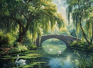 Norimpex Kamenný most nad řekou 30 × 40 cm - Diamond Painting