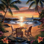 Norimpex Posezení u západu slunce 30 × 40 cm - Diamond Painting