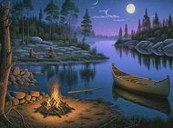 Norimpex Kempování u jezera 30 × 40 cm - Diamond Painting