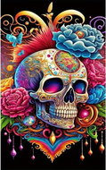 Norimpex Lebka s květinami Halloween 30 × 40 cm - Diamond Painting
