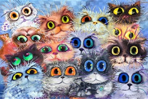 Norimpex Cats with big eyes 30 × 40 cm - Diamond Painting - Main image
