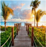 Norimpex Bridge with palm trees 30 × 40 cm - Diamond Painting