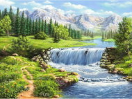 Norimpex Řeka valící se v horách 30 × 40 cm - Diamond Painting