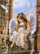Norimpex Sedící andílek 30 × 40 cm - Diamond Painting