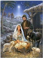 Norimpex Ježíš v jeslích 30 × 40 cm - Diamond Painting