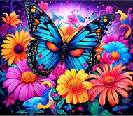 Norimpex Motýl mezi květinami 30 × 40 cm - Diamond Painting