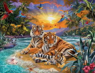Norimpex Tiger family 30 × 40 cm - Diamond Painting