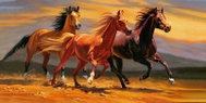 Norimpex Three horses on sand 30 × 40 cm - Diamond Painting