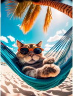 Norimpex Cat in hammock 30 × 40 cm - Diamond Painting