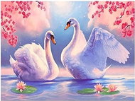 Norimpex Labutě mezi liliemi 30 × 40 cm - Diamond Painting