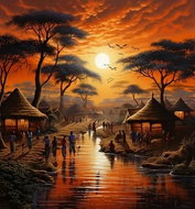 Norimpex Západ slunce v Africe 30 × 40 cm - Diamond Painting