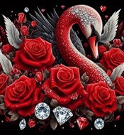 Norimpex Labuť s růžemi a diamanty 30 × 40 cm - Diamond Painting