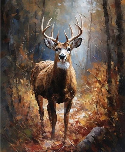 Norimpex Deer in the forest 30 × 40 cm - Diamond Painting - Main image