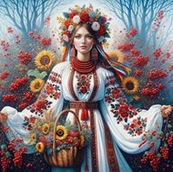 Norimpex Slovanská dívka s květinách 30 × 40 cm - Diamond Painting