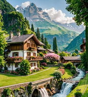 Norimpex House in the Swiss Mountains 30 × 40 cm - Diamond Painting