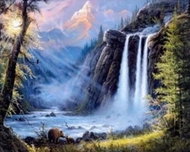 Norimpex Vodopád v horách 30 × 40 cm - Diamond Painting