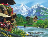 Norimpex Domek v horách 30 × 40 cm - Diamond Painting