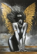 Norimpex Dáma se zlatými křídly 30 × 40 cm - Diamond Painting