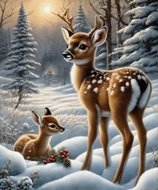 Norimpex Jelen v závěji 30 × 40 cm - Diamond Painting
