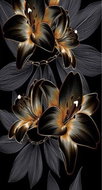 Norimpex Černé lilie se zlatým akcentem 30 × 40 cm - Diamond Painting