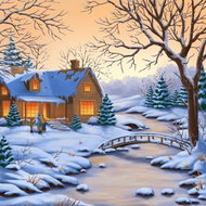 Norimpex Zimní večer 30 × 40 cm - Diamond Painting
