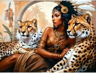 Norimpex Žena s gepardy 30 × 40 cm - Diamond Painting